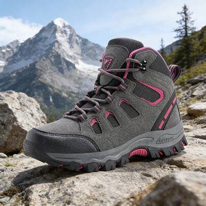 2026 New Deep Grey Women's Hiking Shoes, Lightweight Thick Sole Travel Sports Shoes, Outdoor Non-Slip Multifunctional Women's Hiking Shoes, Wear-Resistant Women's Mountaineering Boots