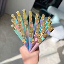 Jokipvy 5pcs/Set Reusable Plastic Sushi Chopsticks, Chinese Style Cutlery Set, Suitable For School, Kitchen, Restaurant, Party - Multicolor - View 8