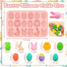 1 Set Easter Silicone Chocolate Mold, 18 Cavities Egg Rabbit Basket Shaped Mold, Suitable For Baking, Jelly, Candy, Candle, Ice Cube, Butter - Multicolor - View 2