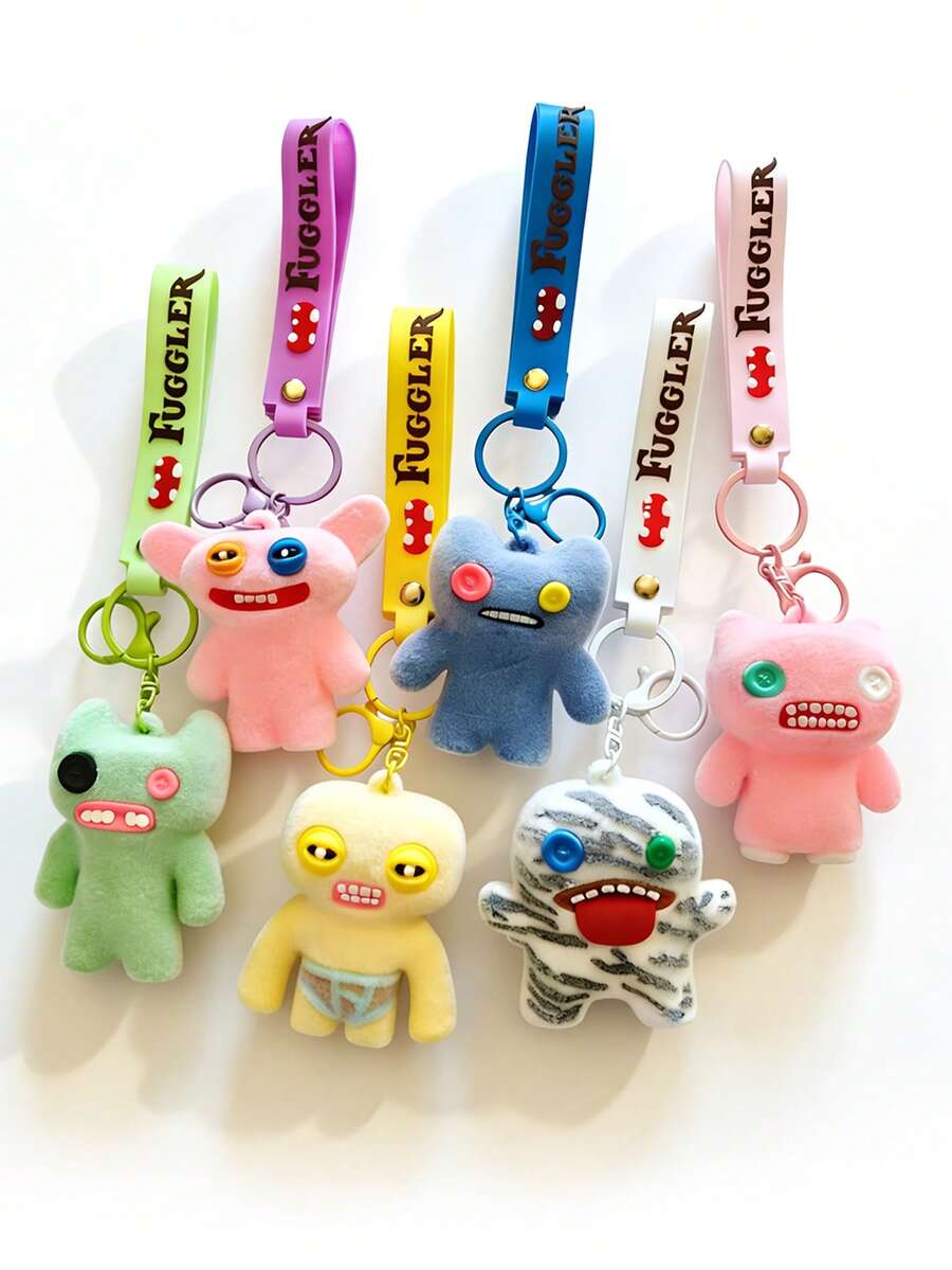1个可爱植绒卡通牙齿怪兽钥匙扣，植绒卡通怪兽吊坠，趣味卡通背包吊坠，小饰品，包包挂饰，腕带钥匙扣，汽车钥匙扣，钥匙链挂绳，钥匙扣，钥匙圈，情侣钥匙扣，男孩钥匙扣，女孩钥匙扣，生日礼物，朋友礼物，节日礼物，活动纪念品，派对小礼品 - 彩色 - 查看 1