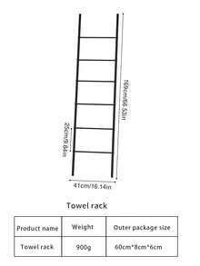 1Pc Black 6-Tier Freestanding Blanket Ladder Rack, Wall-Mounted Iron Utility Rack,Dual-Function Towel Rack And Clothing Rack, Durable Iron Construction, Easy Assembly - Multicolor - View 13