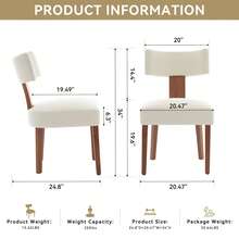 Mikibama Upholstered Dining Chairs, Mid-Century Modern Dining Chairs With Wood Legs, Linen Fabric Farmhouse Kitchen Chairs Armless, Comfy Side Chair For Living Room/Kitchen - 米色 - 查看 2