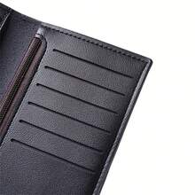 1个男士个性化长款钱包，11个卡位，PU皮革对折钱包，男女通用日常通勤卡包，时尚零钱包旅行证件套 - 彩色 - 查看 11