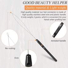 10/20/30 Pieces Hair Extension Loop Needle Threader Wire Pulling Hook Tool And Bead Device Tool Plastic Loop Needle For Hair Or Feather Extensions Supplies, DIY, Black - Black - View 3