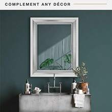 zxxMCS Espeo de Pared Grande Espeo Rectangular Moderno racion  ogar para Sala de Estar recamara o baño 24.5 x 30.5 Pulgadas Blanco/Plata TeidaEspejo del baño - Plata - Ver 2