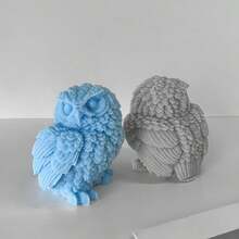 3D猫头鹰蜡烛硅胶模具，石膏模具DIY动物造型树脂浇铸模具 - A-白色 - 查看 4