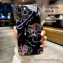 Estuche para teléfono con patrón abstracto floral colorido Compatible con estuches para teléfonos   17  17 Pro  16 Pro Max  15 Pro Max  14 y  13 Hecho de material TPU duradero, resistente a caídas y elegante Un regalo perfecto para familiares, amigos y seres queridos y un excelente regalo para cumpleaños, San Valentín y Año Nuevo - Negro - Ver 1