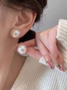 6Pair Elegant & Glossy 6-Pair Imitation Pearl Earrings Set | 6/8/10/12/14/16mm Sizes | Hypoallergenic Stud & Drop Earrings For Women | Perfect For Office, Date, Wedding, Party, Gift Giving | Classic Versatile Pearl Jewelry Collection - 象牙色 - 查看 10