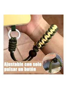 3pzs Correa Para Celular muñeca,Cordón Para Celular Ajustable,strap para celular con Hebilla de metal,Diseño tejido, cómodo y transpirable,para deportes al aire libre (Negro+Verde+Marrón),40967899 - Multicolor - Ver 2