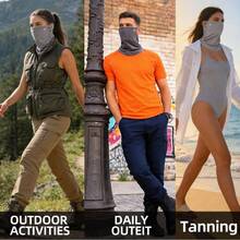 冰丝防紫外线防风全脸面罩，耳挂式面罩，颈部防护，户外骑行头巾，男女通用全脸防晒，夏季防晒，颈部防护，骑行面罩，户外防晒面罩，透气面罩，骑行跑步耳挂式面罩 - 彩色 - 查看 3