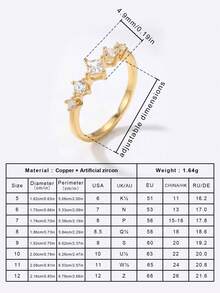 Gift Box Elegant Shiny Cubic Zirconia Ring, Refined Jewelry For Women's Wedding, Party, Banquet, Made Of Copper Material, Non-Fading And Hypoallergenic, Ideal Gift Choice - Gold - View 5