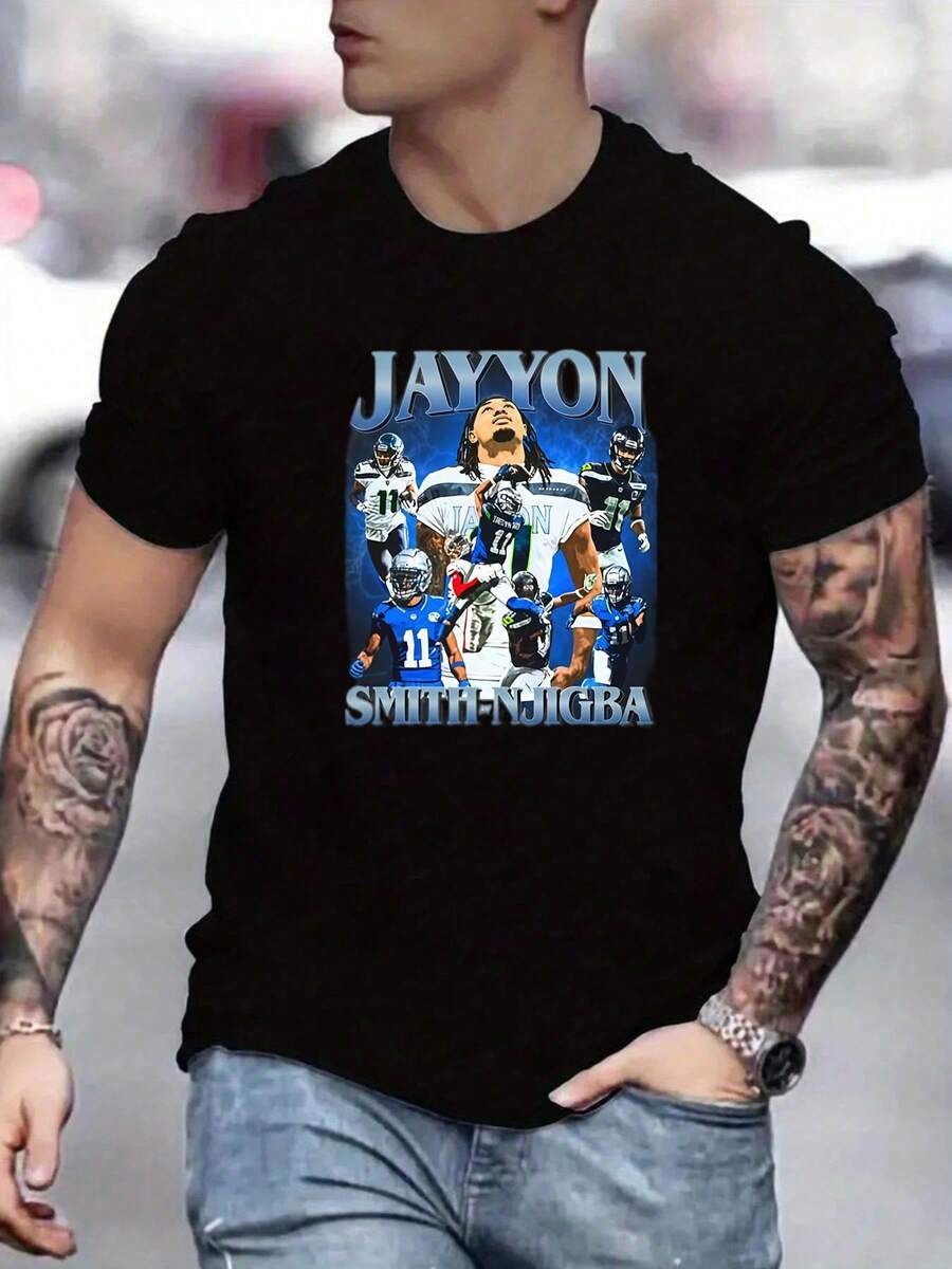 Men's SeattleSeahawks Fan Graphic Tee ,Seahawks Football T-Shirt, Cool Popular, Fashion, Gift For Football Fan, Men'S And Women's Graphic T-Shirt,Casual Sport Attire - Machine Washable, Seahawks Gift For Men - 黑色19 - 查看 1