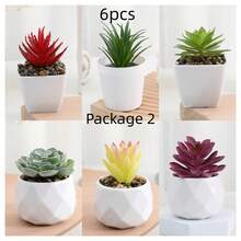 人造绿色植物迷你盆栽，复古仿苔藓塑料花盆，DIY泡沫花束盆栽，人造杜鹃花，家居卧室装饰，多肉植物盆栽，桌面摆件家居装饰 - A - 查看 1