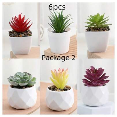 人造绿色植物迷你盆栽，复古仿苔藓塑料花盆，DIY泡沫花束盆栽，人造杜鹃花，家居卧室装饰，多肉植物盆栽，桌面摆件家居装饰