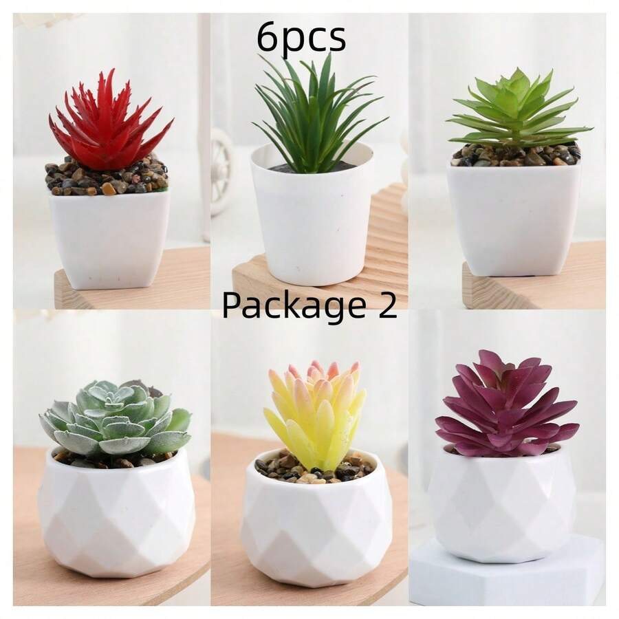 人造绿色植物迷你盆栽，复古仿苔藓塑料花盆，DIY泡沫花束盆栽，人造杜鹃花，家居卧室装饰，多肉植物盆栽，桌面摆件家居装饰 - A - 查看 1