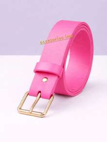 Women's Belt With Silver Buckle, Casual - 玫紅色 - 查看 3