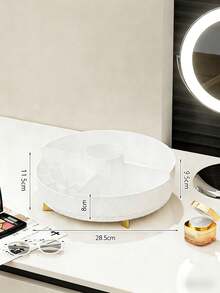 1pc Makeup Organizer Box, 360° Rotating Vanity Desk Storage Box, Black Diamond Pattern Desktop Organizer Rack, Can Store Lipstick, Perfume, Makeup Brushes - Multicolor - View 12