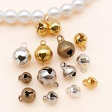 50pcs Vintage Mixed-Metal Mini Bell Charms - Copper Plated 18K Gold, Thick Silvery & Platinum - DIY Jewelry Findings For Bracelets, Necklaces & Christmas Decorations - Multicolor - View 4