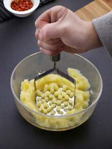 1 pieza Prensador de patatas de acero inoxidable, machacador multifuncional de frutas y verduras, accesorio de cocina práctico para hacer puré de patatas - Multicolor - Ver 2