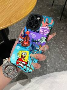 SpongeBob SquarePants 1个卡通创意海绵宝宝主题竖条纹保护手机壳，适用于三星/苹果17/16/15/14/13/12/11Pro Max/12Pro/14Plus等型号 - 彩色 - 查看 8