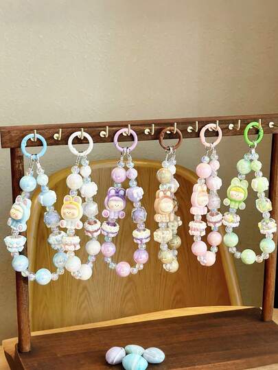 Lilith Cartoon Cat Phone Lanyard Keychain, DIY Keychain Phone Pendant Handmade Beaded Decoration, Bag Pendant, DIY Keychain Accessories, Car Keychain, Couple Pendant, Suitable As Gift For Family, Couples, Friends, Birthday, Party