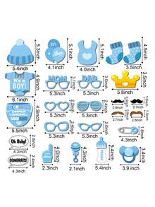 25件套性别揭晓派对拍照道具 - 留下难忘瞬间！复活节礼物 - 彩色 - 查看 3