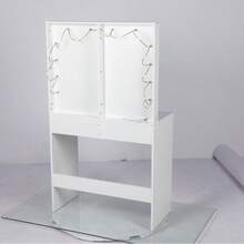 Dressing Table Set With LED Lights Mirror, Vanity Makeup Table 2 Large Drawers And Stool (Black) - White - View 9