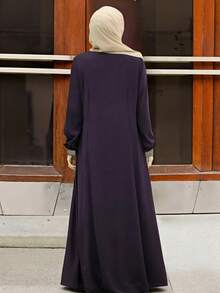 女士休闲高端流苏拉链口袋插肩长袍，传统阿拉伯风格