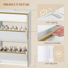 HaluPeit Narrow Shoe Cabinet With 2 Hinged Door, Shoe Rack, Shoe Rack With Drawer, Narrow Shoe Chest With 4 Shelves, Adjustable, For Hallways, Entrances, Cloakrooms, 24 X 60 X 104.5 Cm, White - White - View 2