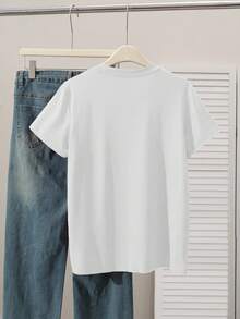 Disney Men's Casual Round Neck Short Sleeve T-Shirt With Mickey Mouse Holding Guitar Print, Suitable For Daily Wear In All Seasons. Men's Graphic T-Shirt, Men's Apparel. - White - View 2