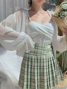 1pc Women Shrug Cardigan Chiffon Lightweight Sun Protection Outerwear, Suitable To Pair With Slip Dress - Multicolor - View 5