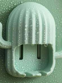 1pc Minimalist Multi-Function Cactus Toothbrush Holder, Wall-Mounted Toothbrush & Rinse Cup Storage Rack, Practical - Multicolor - View 7