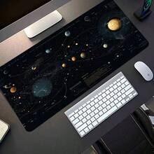 1 件装大型游戏鼠标垫，黑金宇宙行星网络图案，防滑可水洗橡胶底座，大型桌面垫，办公装饰，电脑配件，防污游戏鼠标垫，游戏玩家的理想礼物，超长桌面垫，时尚办公桌装饰和学习配件，办公桌配件，办公用品 - 彩色 - 查看 4