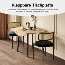 Folding Dining Table, 100 X 100 Cm, For 2-4 People, Round Metal Legs, Folding Table, Ideal For Small Apartments, Oak Color