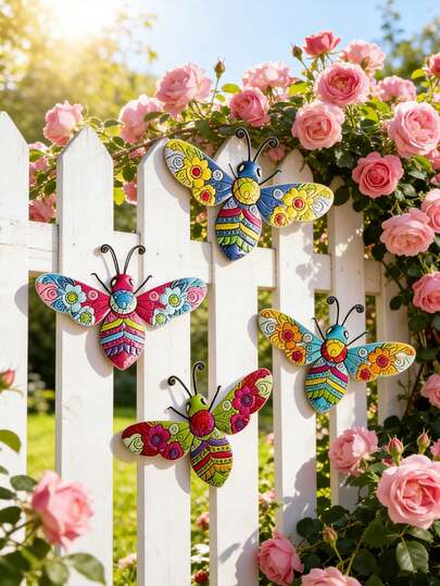 4pcs Colorful Acrylic Bee Wall Decor, Suitable For Fence, Yard, Farm, Durable Acrylic Bee & Floral Decor, Bee Decoration, Garden Decor, Fence Decor, Yard Decor, Floral Design, Decorative Bees, Handmade Appearance, Outdoor Wall Art, Gardening Enthusiasts, Outdoor Decor Lovers, Outdoor Decor, Rustic Style, Garden Party Decoration