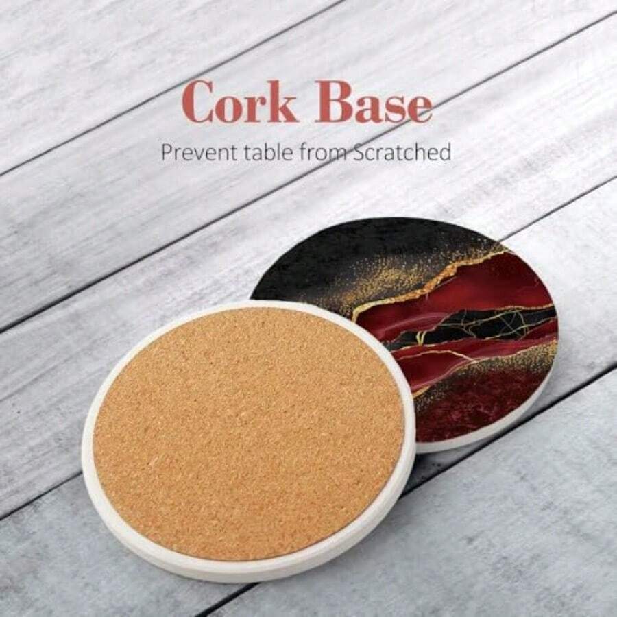Coasters - Wine Red Golden Marble - View 1