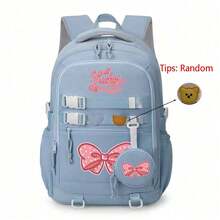 Cute Bow Lightweight Backpack For Girls, Fashion Casual Travel Bag, Ergonomic Design School Bag, Handbag, Back To School Daypack, Large Capacity Multi-Layer Pencil Case, Back To School Stationery, Office Supplies, Valentine's Day Gift - Multicolor - View 15