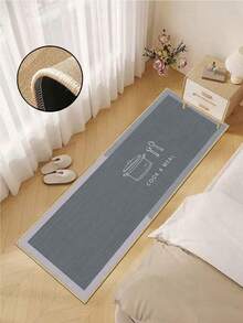 3.5mm Thick Rubber Linen Kitchen Mat, Funny Cooking Style Absorbent Kitchen Rug, Edged Carpet To Prevent Peeling, Water-Absorbing And Easy To Clean Mat, Linen Surface With Sponge Middle And Rubber Bottom, Suitable For Kitchen, Bathroom, Laundry Room, Hallway, Living Room And Other Occasions - Multicolor - View 6