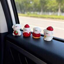 2/6pcs Cute Strawberry Puppy Mini Sculpture, Suitable For Car Dashboard Decor - Perfect For Decorating Your Car Dashboard, Computer Desk, Office Computer Screen, And Office Desk. These Are Small Decorative Items And Gifts (Using Non-Trace Adhesive).