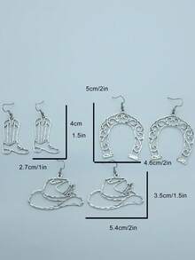1 Pair Minimalist Western Cowboy Boot & Hat Element Pendant Earrings - Earring - View 6