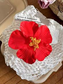 1/10个夏威夷芙蓉花发夹，女士女孩适用，大号多色热带人造花卉发夹，波西米亚风发饰，适合夏季海滩度假、夏威夷派对、婚礼回礼、情人节（红色），爪夹，头饰，发卡 - 紅色 - 查看 4