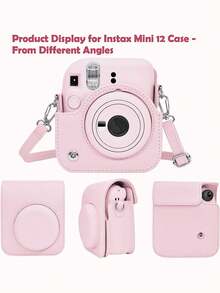 Instant Mini 12 相机套，兼容 Mini 12/Mini 12 相机 - PU 皮革保护套，带可调节肩带 - 浅紫色 - 紫色 - 查看 14