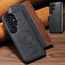 SUTENI Faux Leather Wireless Charging Card Holder Stand Wallet Magnetic Flip Cover Phone Case For Galaxy S26 Ultra S25 S24 S23 S22 For Unisex Relatives Friends And Elders Holiday Gift - Multicolor - View 5