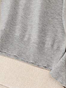 GIGOGOU 秋冬季女士薄款保暖休闲毛衣上衣，柔软舒适，简约时尚，秋季服装 - 銀色 - 查看 6