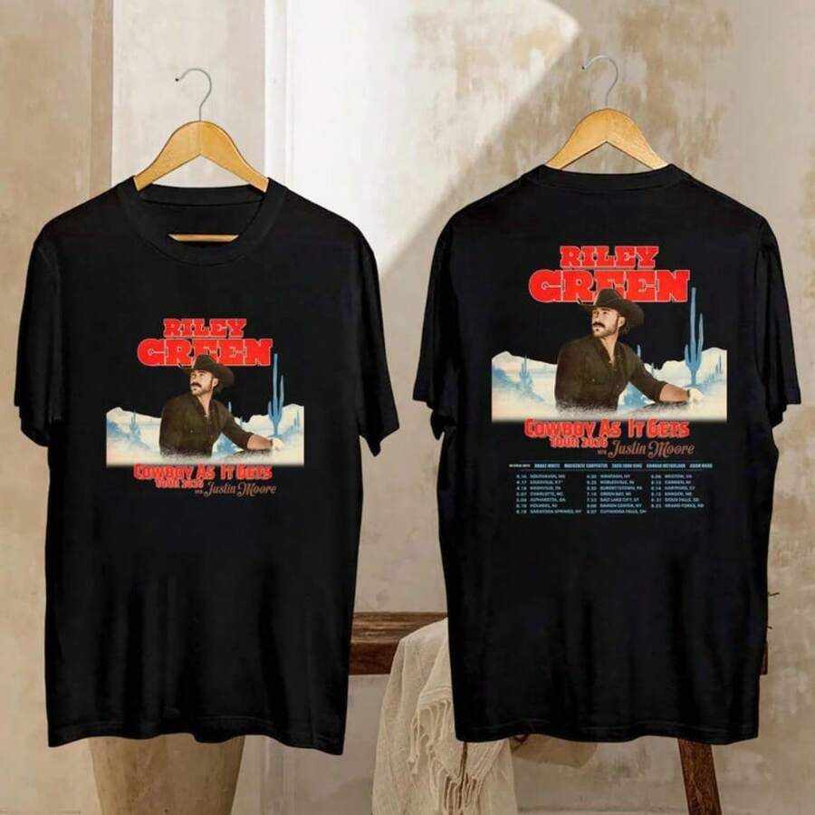 Riley Green Cowboy As It Gets Tour 2026 Shirt, Riley Green Concert ...