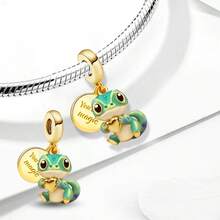 1件925纯银心形蜥蜴吊坠，适合女士手链、手镯DIY饰品制作及日常穿搭配饰，适合女孩佩戴