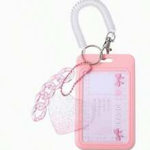 1 pieza Tarjetero, llavero, estuche para tarjeta de autobús con diseño degradado de corazón y nube con brillo - Multicolor - Ver 7