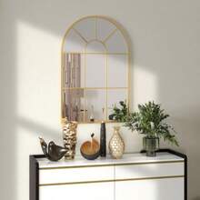 Wall Mirror, Window Mirror, 91 X 60 Cm, Decorative With Metal Frame, Hanging Mirror For Living Room, Bedroom In Gold - Gold - View 3