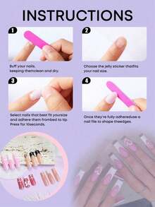 24pcs Acrylic French Manicure Medium Square Press-On Nails Set, Y2K Red Heart Shaped Artificial Nails, Suitable Nail Salons, Teenage Girls And Women Daily Wear And Holiday Party Decoration, Set - 多色 4 - 查看 7