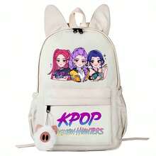 1pc K-Pop Anime Cartoon Print Student Fashion Casual Backpack, Cute Rabbit Ear Design, Lightweight - Multicolor - View 5